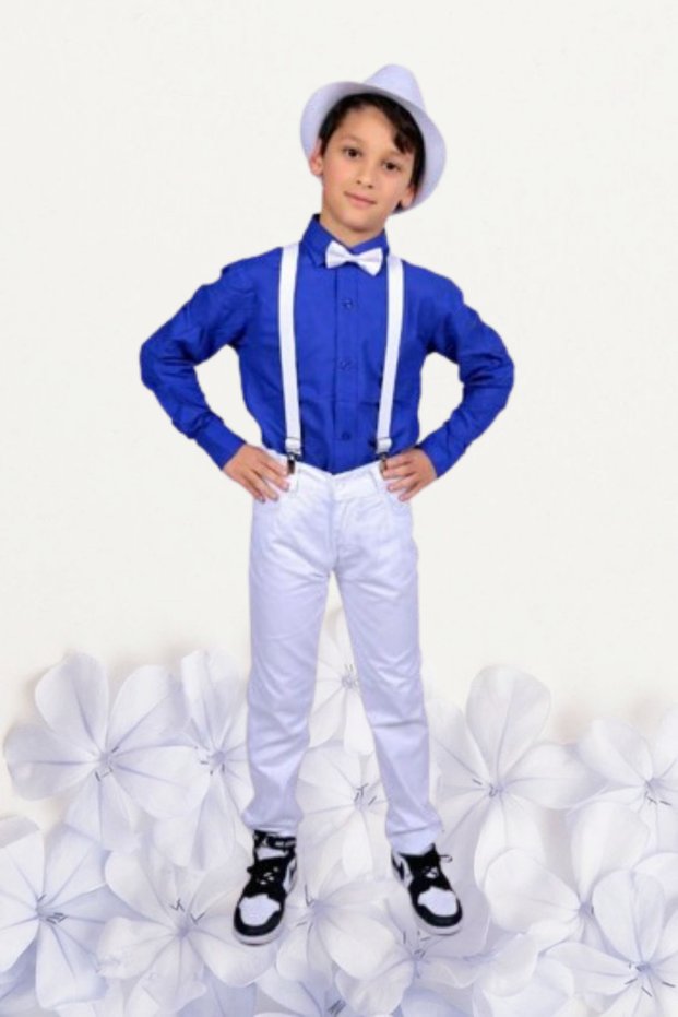 Boy's April 23 Show Outfit Pants Long Sleeve Shirt Bow Tie Set Suit R24