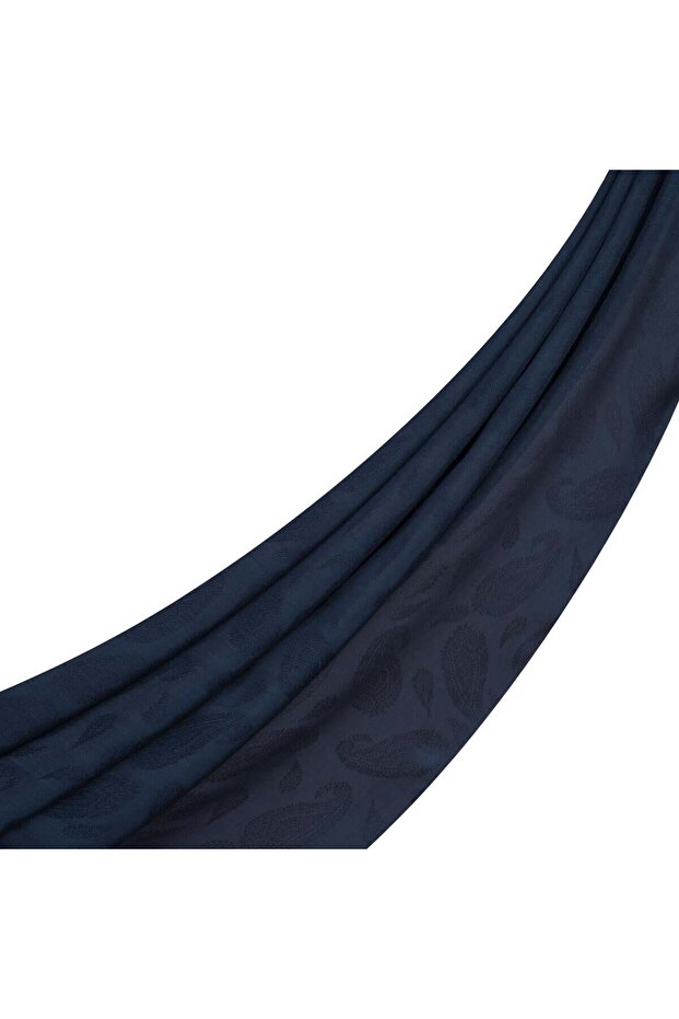 Monogram Shawl - Paisley Pattern - Navy Blue