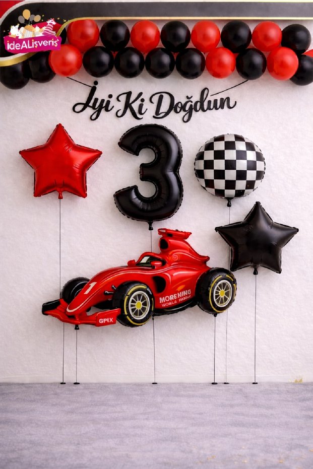 Race Car Themed Birthday Balloon Decoration Set for 1-9 Years Old Party Decoration Set with Happy Birthday Written