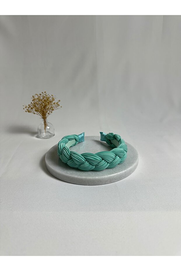 Water Green Braided Pleated Crown Hair Band