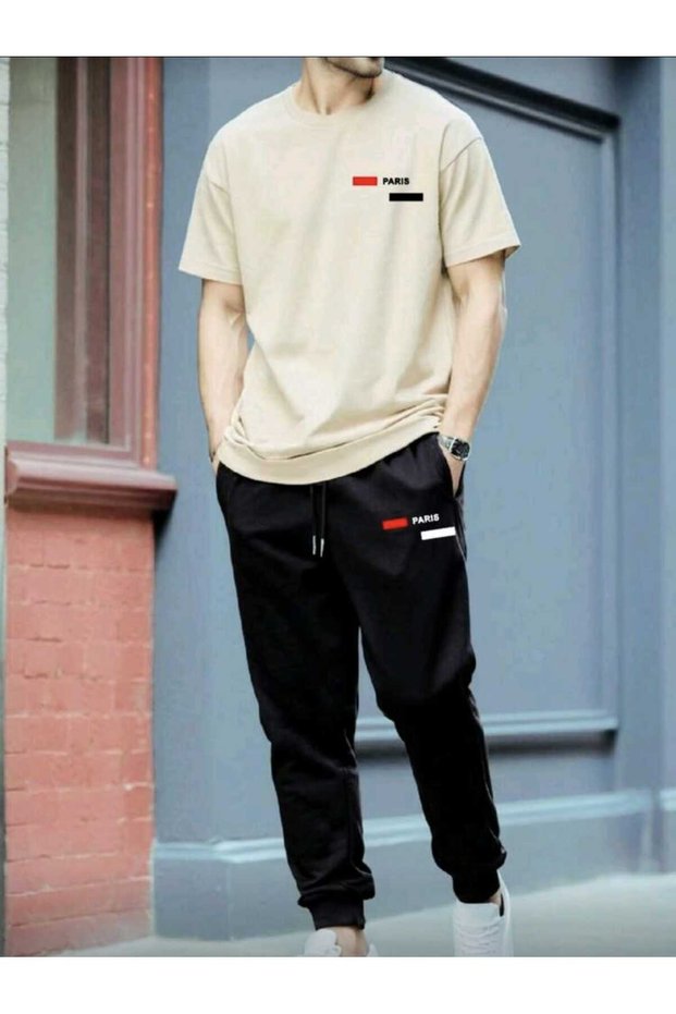 Printed Sweatpants and T-Shirt - Jogger Pants T-Shirt Bottom Top Sweatpants Set Crew Neck