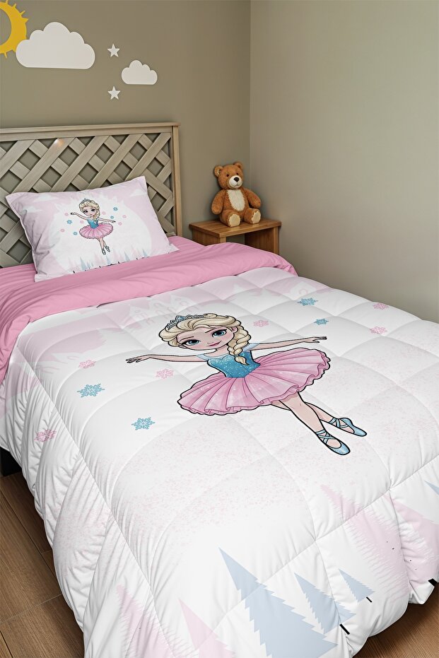 Ice Princess Ballet Patterned Single Duvet and Pillowcase