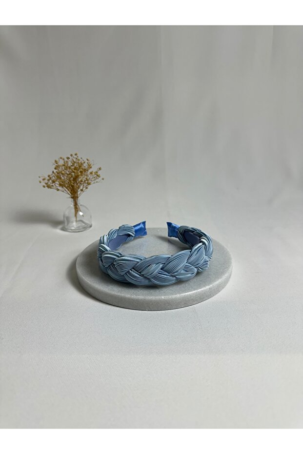 Baby Blue Braided Pleated Crown Hair Band