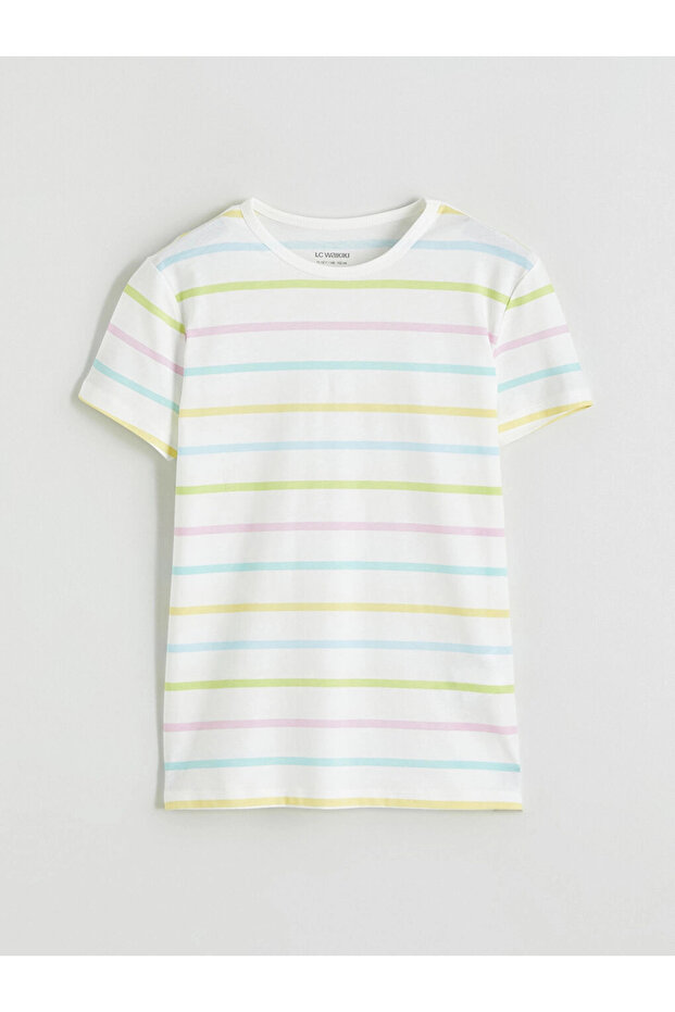 Lcw Kids Mixed Crew Neck Striped Girls' T-Shirt