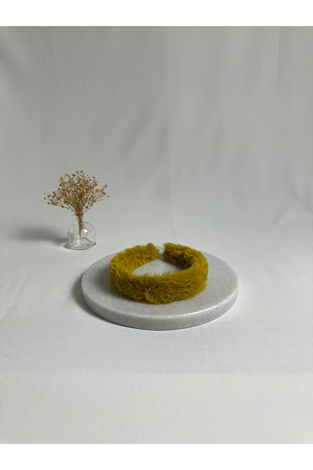 Mustard Yellow Plush Curved Crown Headband