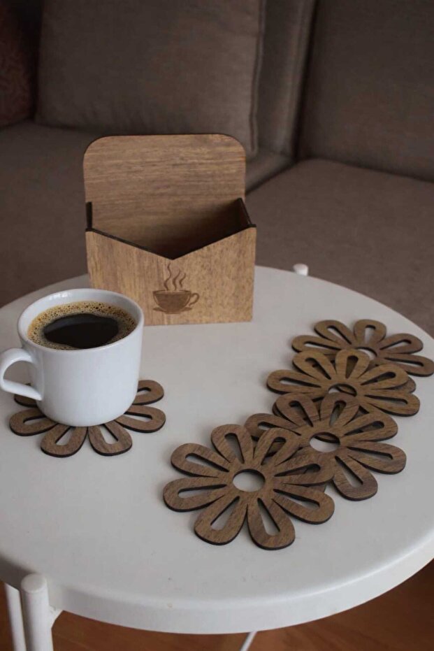 6-Piece Wooden Coaster and Stand