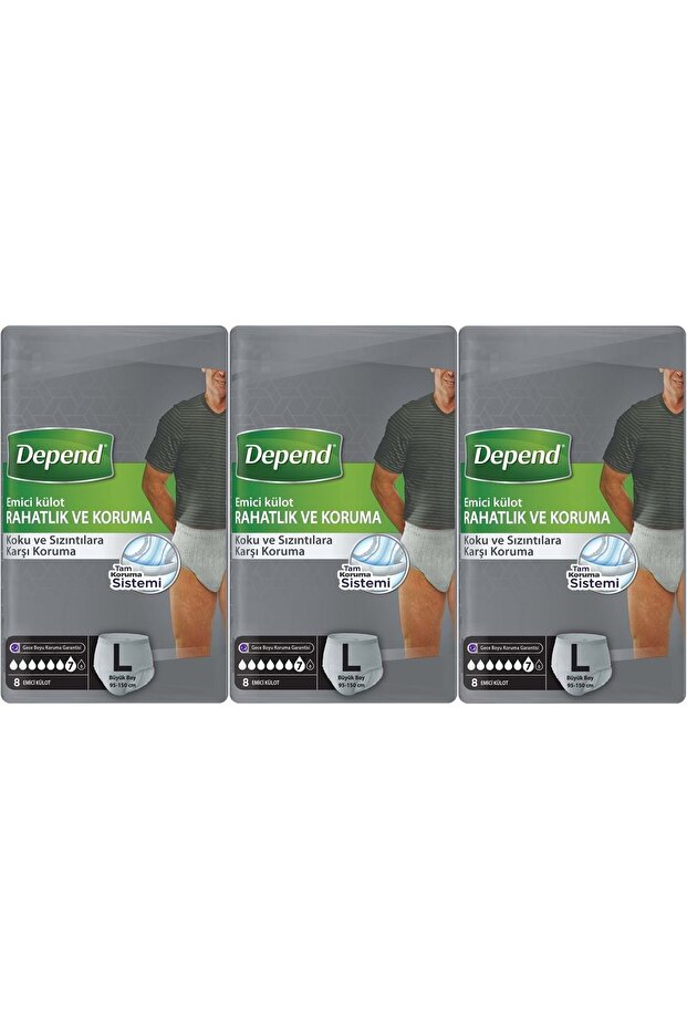 Absorbent Panties Pants Adult Diapers L - Large - Large Men's 24 Pieces (3Pk*8)