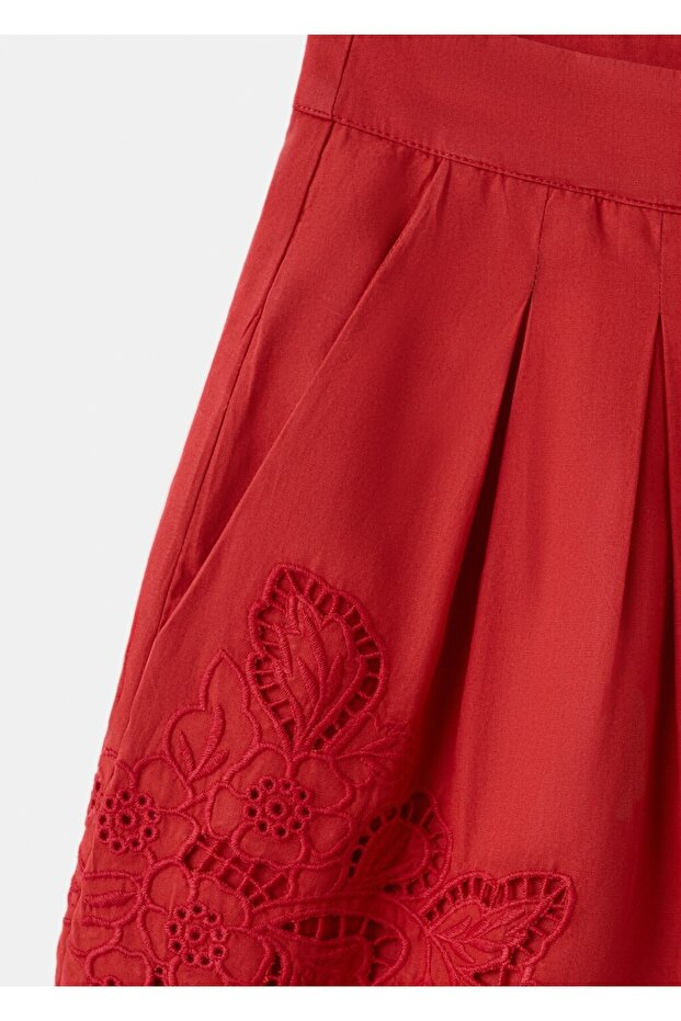 İşlemeli ajur örgü şort - 5