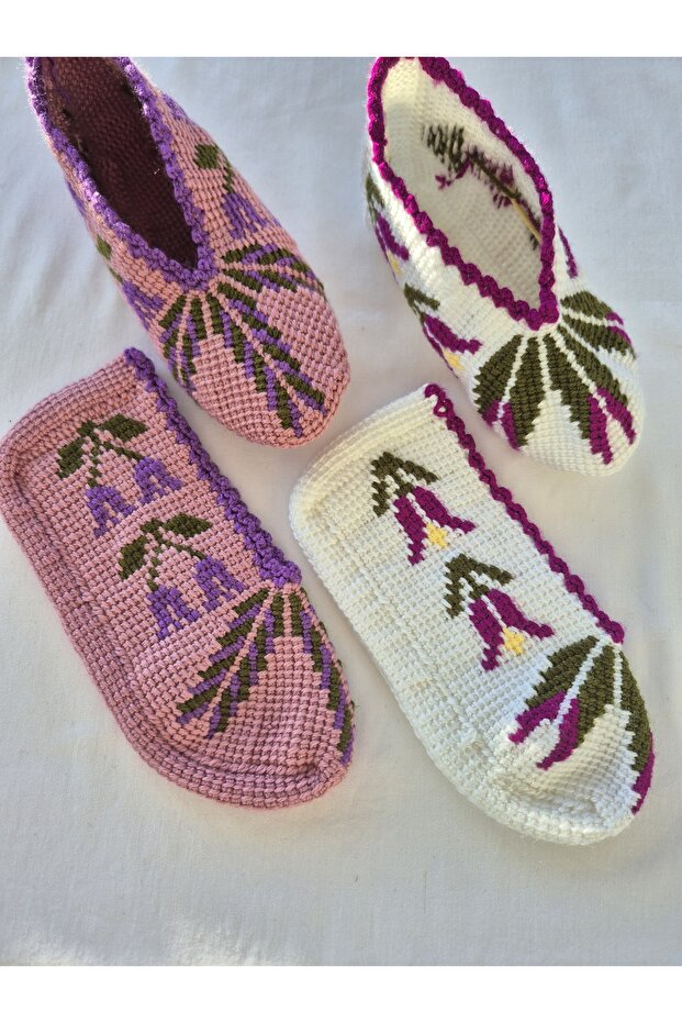 Hand Knitted 2 Pairs of Tunisian Handmade Booties, Dowry Booties, Gift Booties