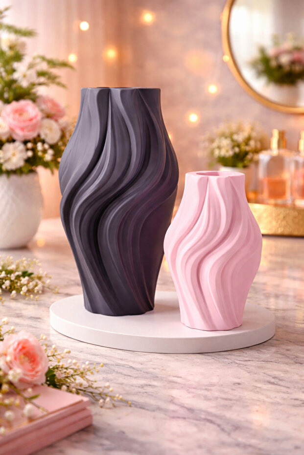 Modern Wave Design Decorative Vase Set