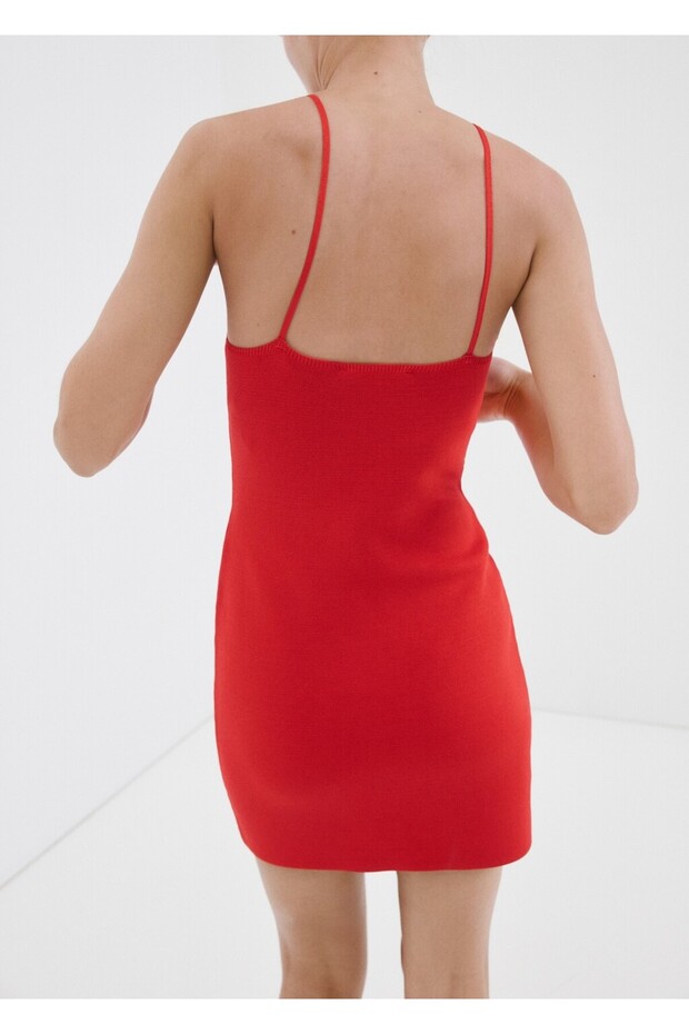 Halter yaka triko elbise - 4