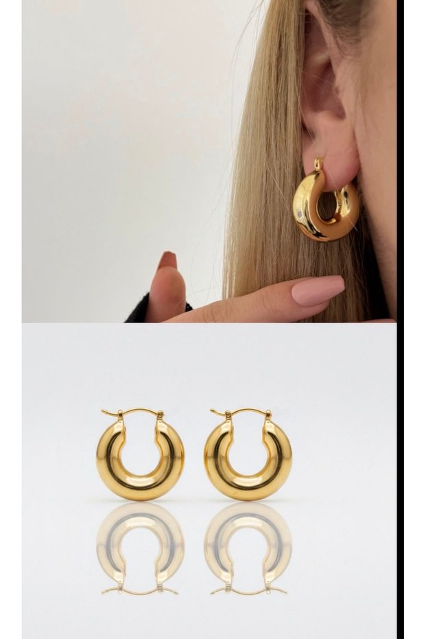 Steel vip gold color curved hoop earrings