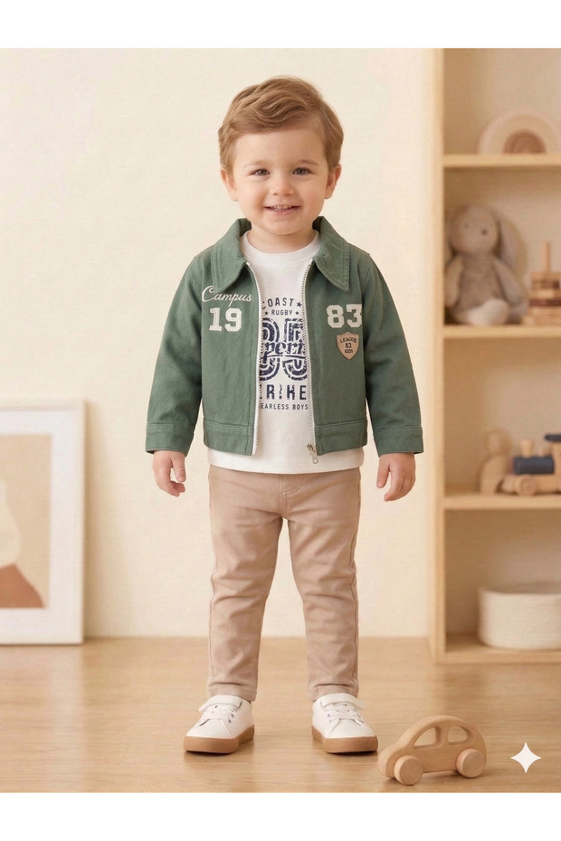 Boy's College Themed 3-Piece Combination Set Green