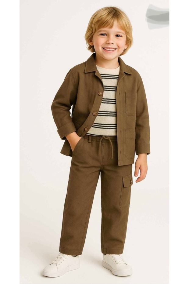 Limi̇ Boy Raw Linen Shirt Jacket Pants 2-Piece Set