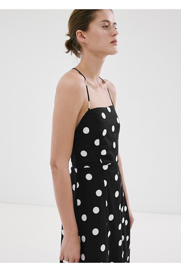 Lyocell puantiyeli elbise - 1