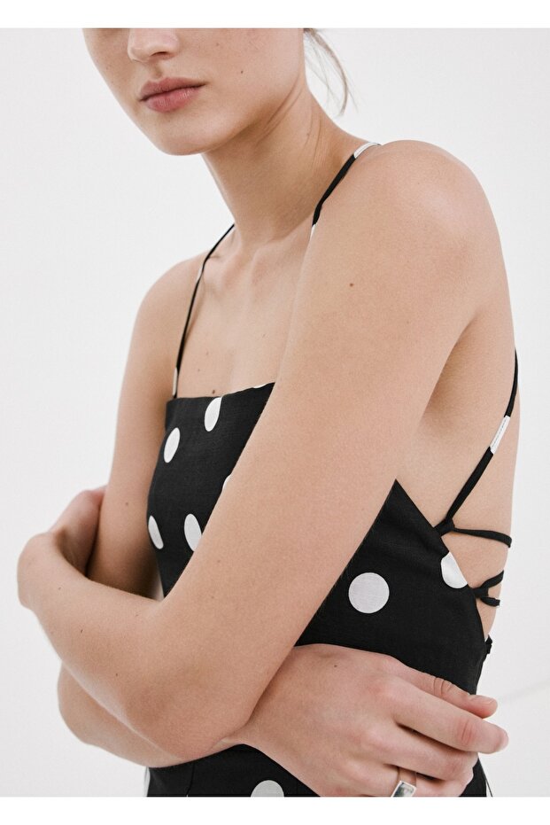 Lyocell puantiyeli elbise - 6