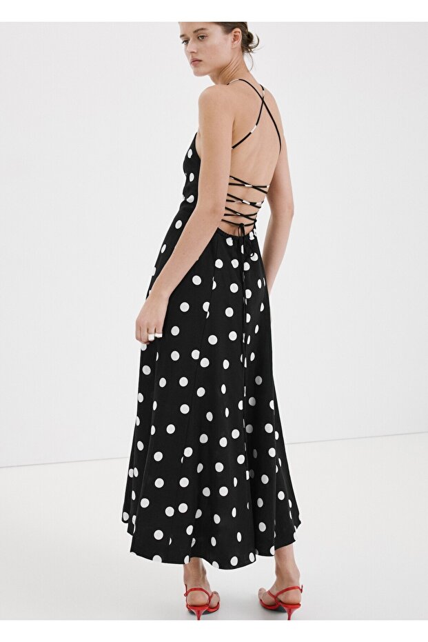 Lyocell puantiyeli elbise - 4