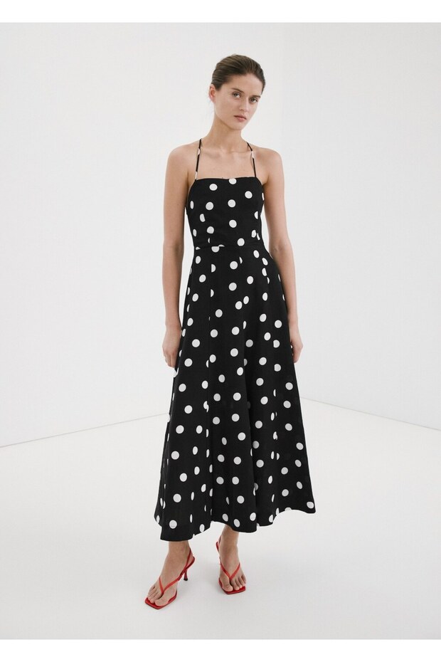 Lyocell puantiyeli elbise - 2