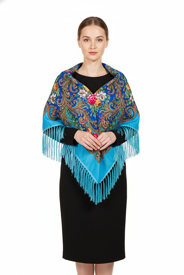 - Slavic Rose Shawl – Turquoise Edition