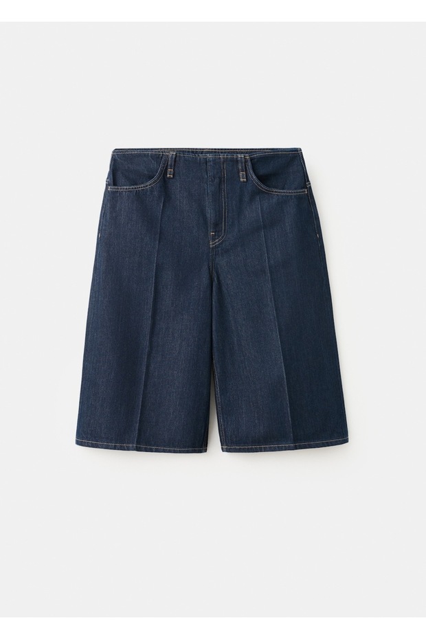 Orta bel denim bermuda jort - 3
