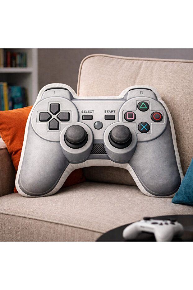 Game Console Designed Decorative Shaped Pillow - Gamer Player Room Accessory Set of Digital Print