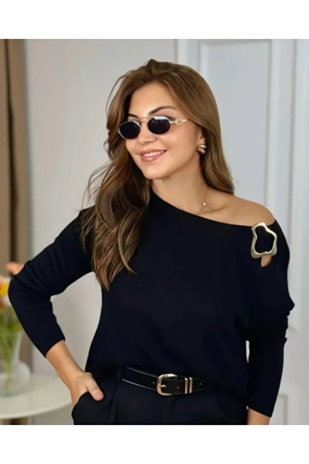Shoulder Detail Steel Sweater