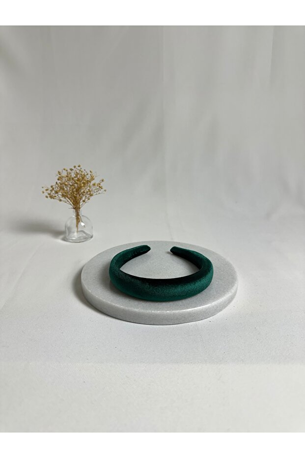 Emerald Green Thin Curved K Velvet Crown Hairband