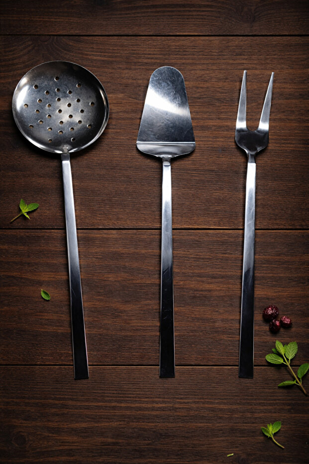 3 Piece Serving Set Colander Spatula Fork Serving Set