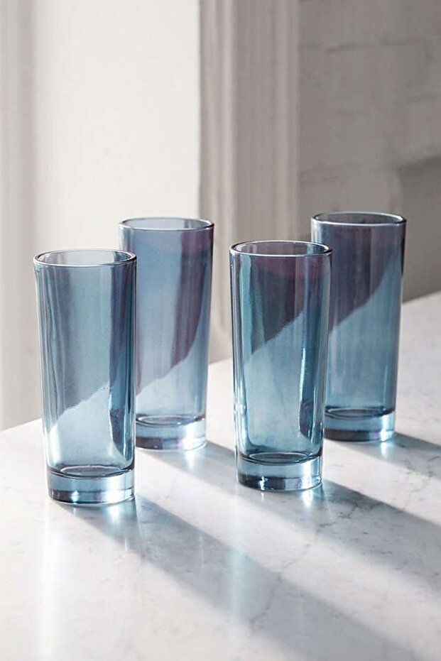 Blue Set of 6 Blue Coffee and Water Glasses Lemonade Set 175 Cc