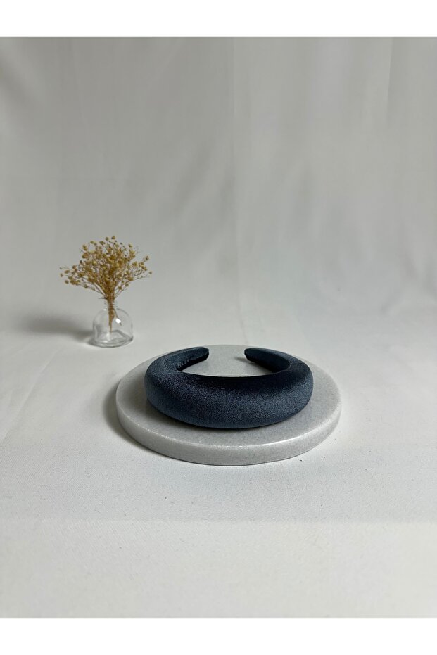 Anthracite Thick Curved Velvet Crown Hair Band