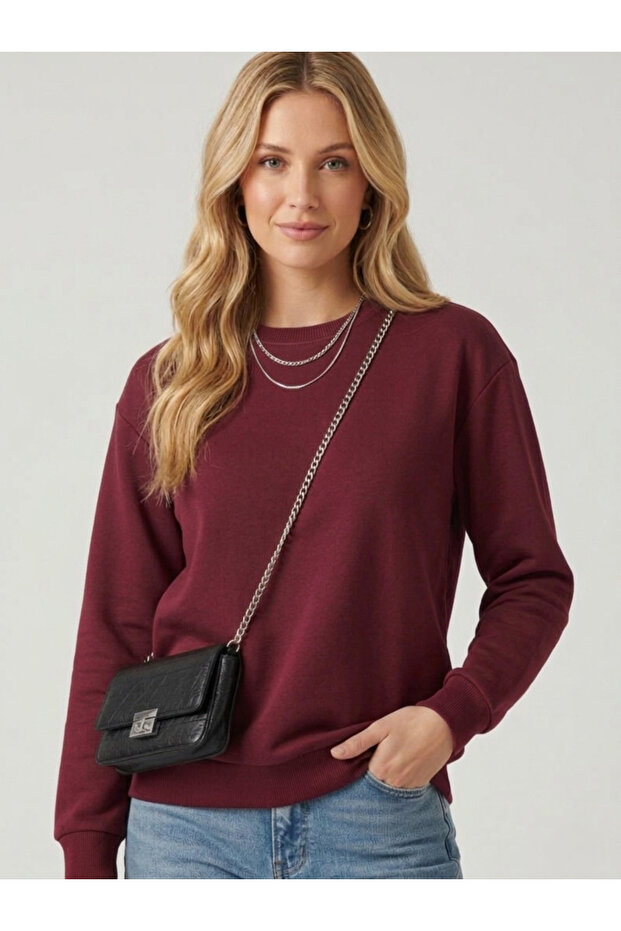 Women's Crew Neck Oversized Transitional Sweatshirt Pink