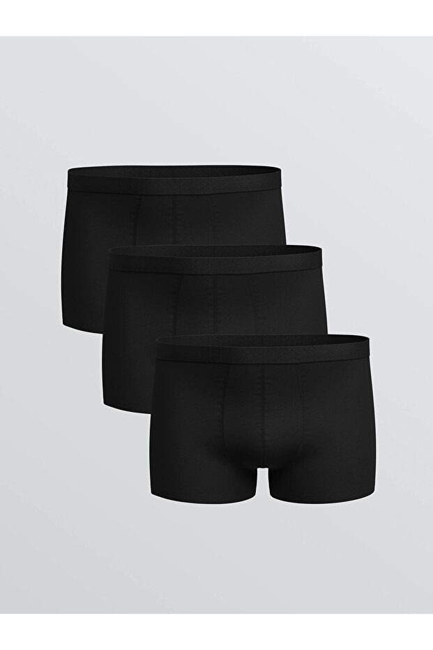 Black Standard Fit Cotton Flexible Men's Boxers 3 Pcs