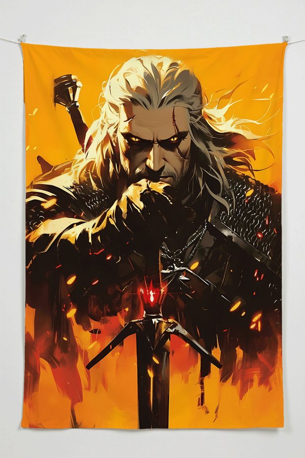 Witcher Themed Wall Covering – Large Size Tapestry Wall Art Rug Inches, Game Anime Movie Room Decor