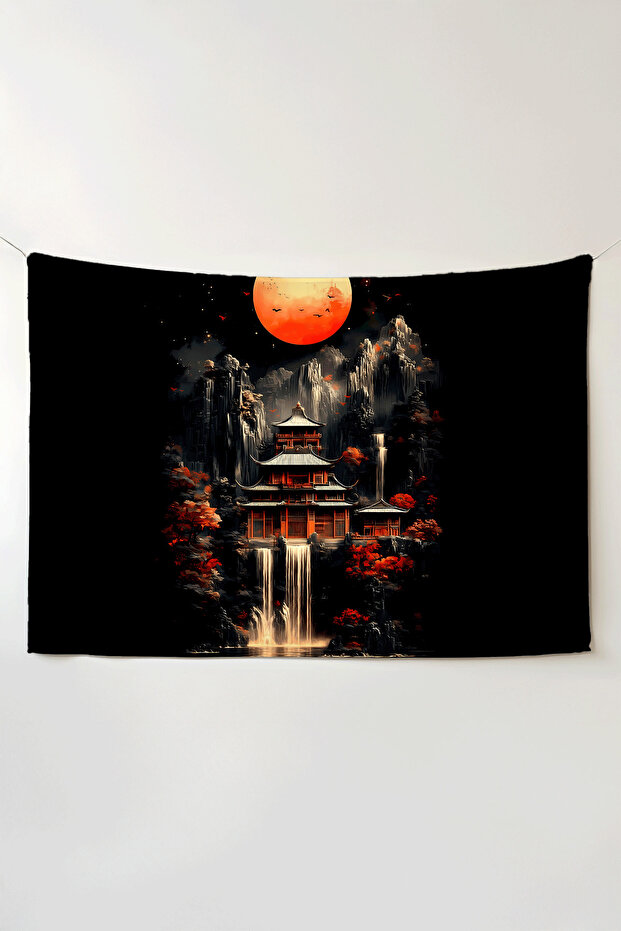 Dark Moon Valley Horizontal Wall Covering – Large Size Tapestry Wall Rug Sq, Game Anime Movie Room Decor