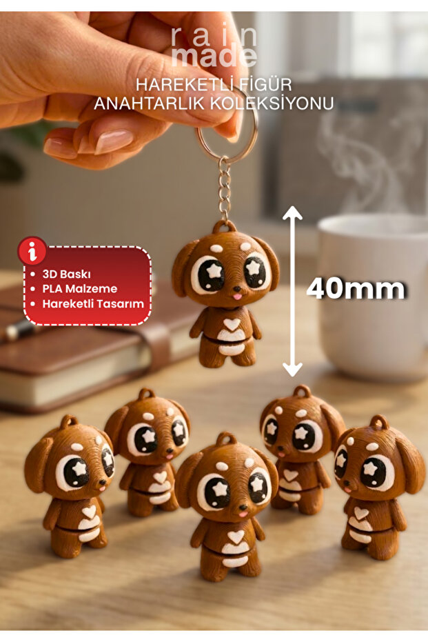5Pcs - Movable Dog Cute 3D Printing Keychain - 40mm Modern Accessory & Gift