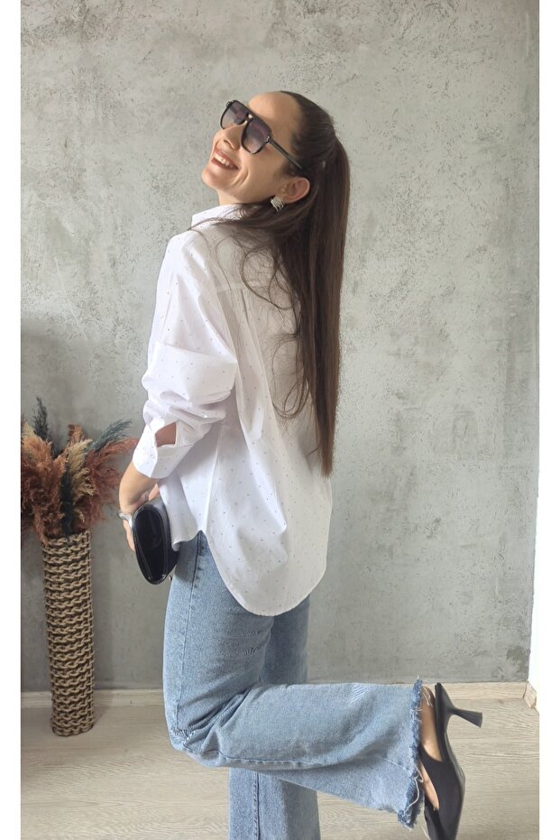 TAŞ IŞLEMELI POPLIN GÖMLEK - 2