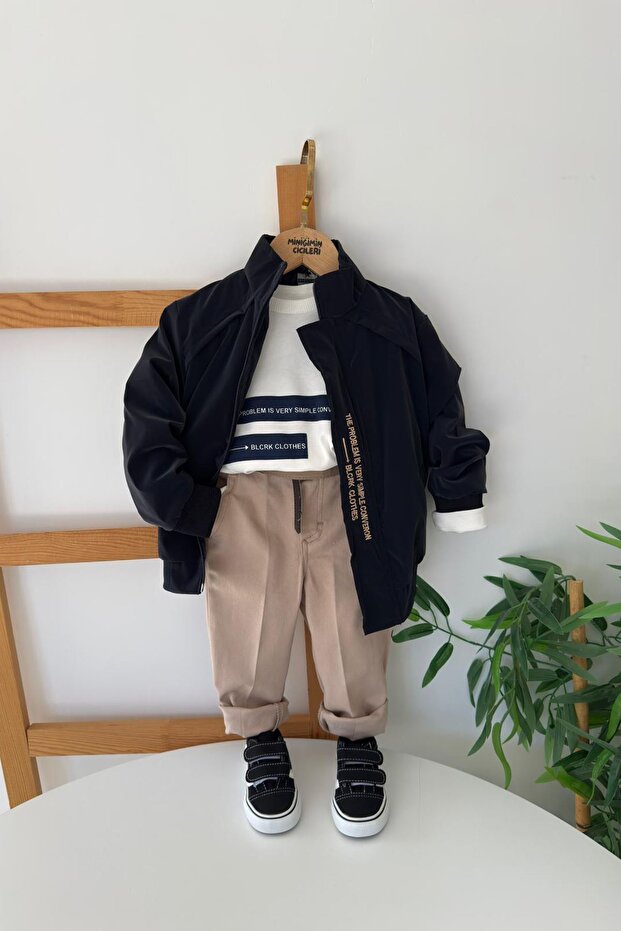 My Little Boy's 4-Piece Combination Set with Bomber Jacket - Navy Blue