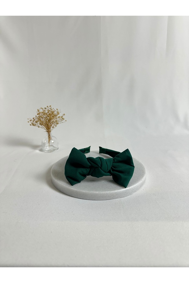 Emerald Green Double Crepe Bow Crown Hair Band