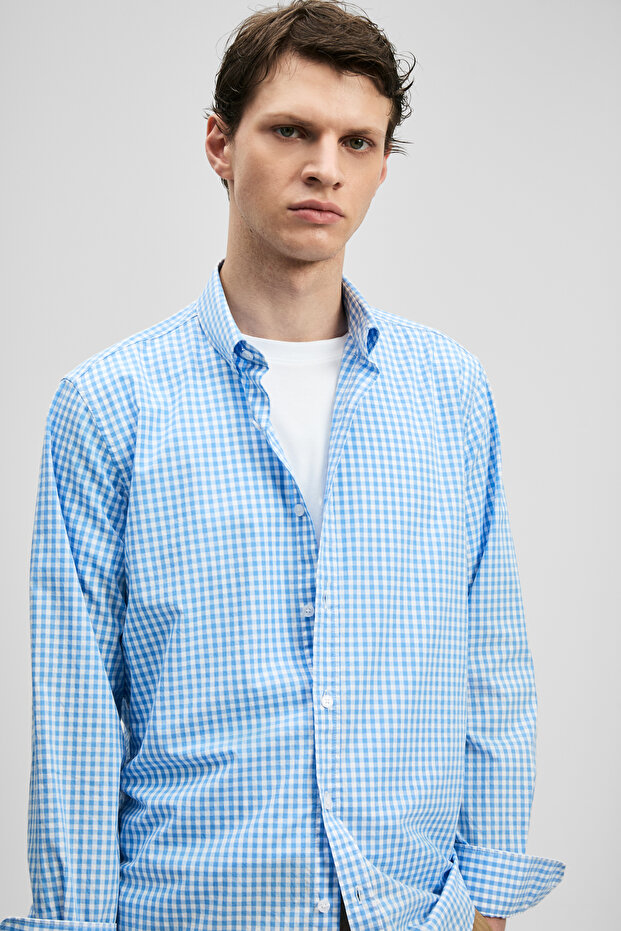 Marco Erkek Basic Gömlek Regular Fit Mavi - 3