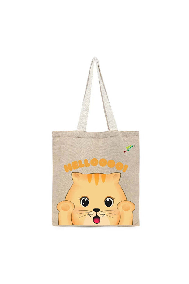 Tote Bag - Helloooo Printed Stylish Carry-All Cotton Tote Set of 01