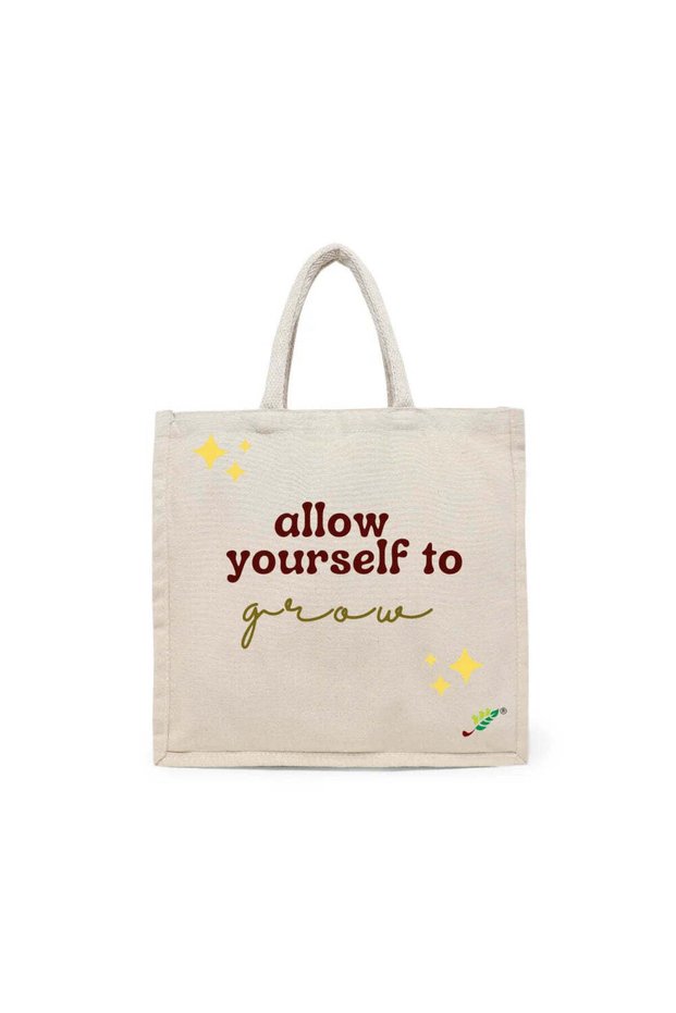 Tote Bag - Allow yourself to grow Printed Stylish Carry-All Cotton Tote Set of 01