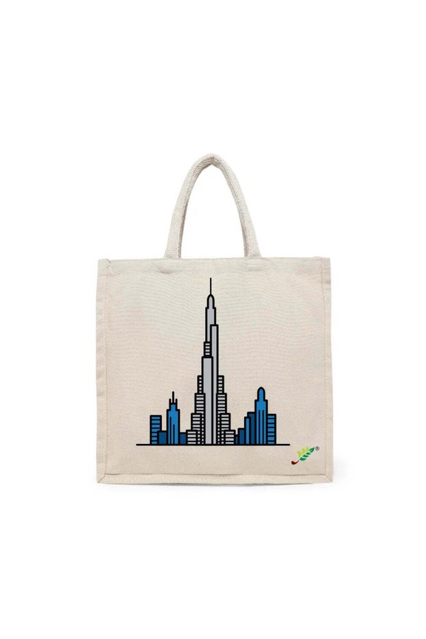 Tote Bag - Dubai Rise Printed Stylish Carry-All Cotton Tote Set of 01