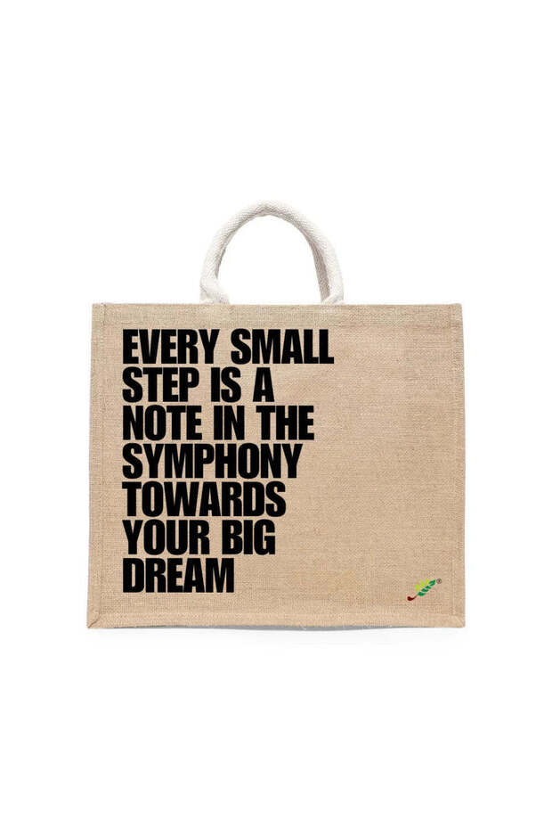 Tote Bag - Every Small Step is a note Printed Stylish Carry-All Cotton Tote Set of 01