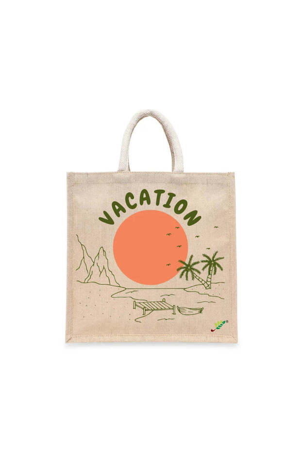 Tote Bag - Vacation Printed Stylish Carry-All Cotton Tote Set of 01