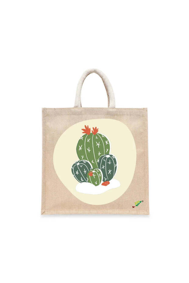 Tote Bag - Cactus Printed Stylish Carry-All Cotton Tote Set of 01