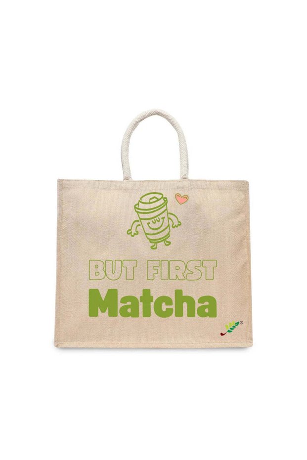 Tote Bag - But First Matcha Printed Stylish Carry-All Cotton Tote Set of 01