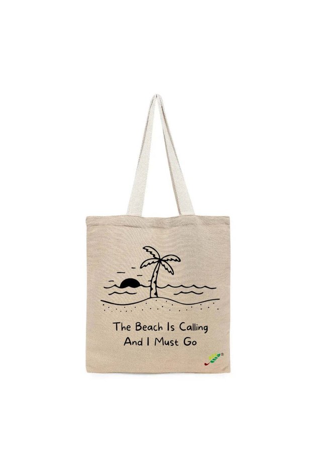 Tote Bag - The Beach is Calling Printed Stylish Carry-All Cotton Tote Set of 01