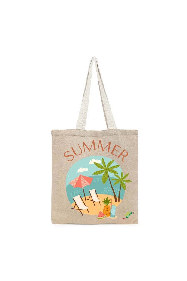 Tote Bag - Summer Beach Printed Stylish Carry-All Cotton Tote Set of 01