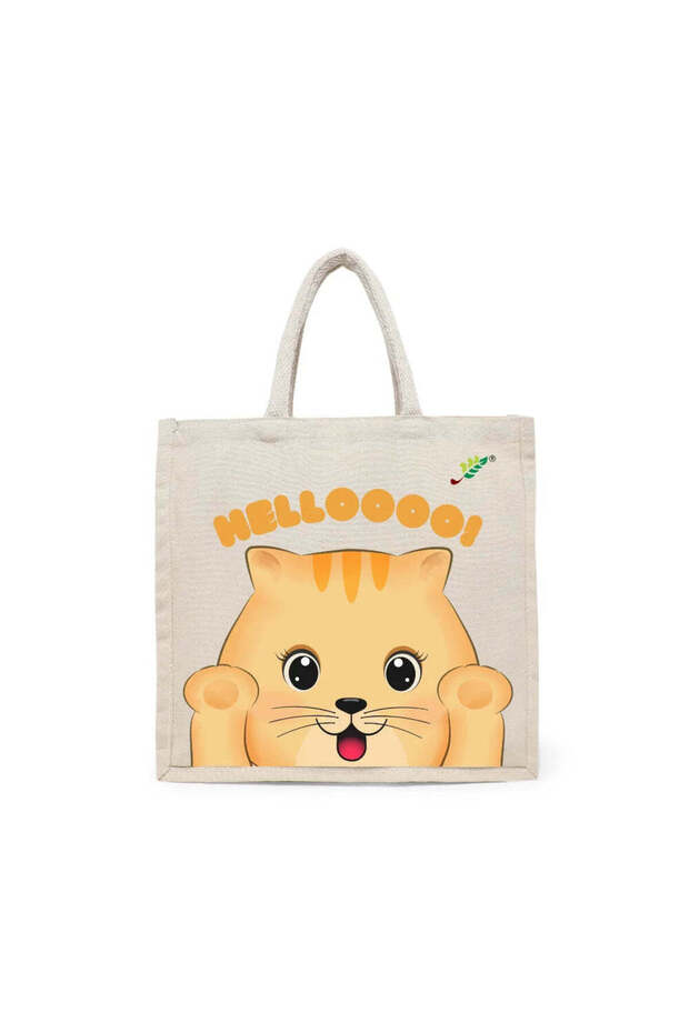 Tote Bag - Helloooo Printed Stylish Carry-All Cotton Tote Set of 01