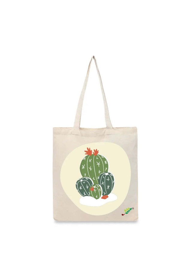 Tote Bag - Cactus Printed Stylish Carry-All Cotton Tote Set of 01